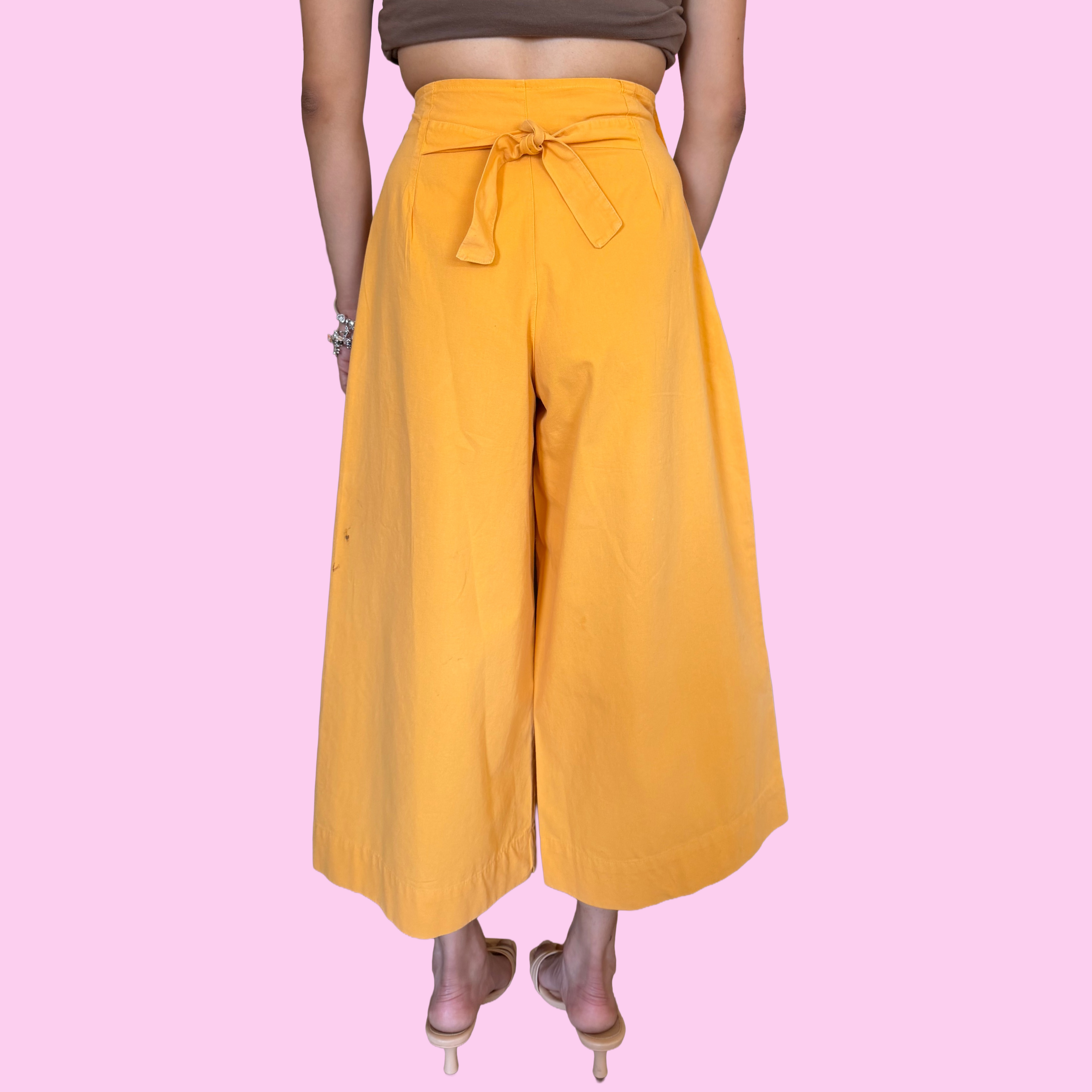 Orange embroidered culottes