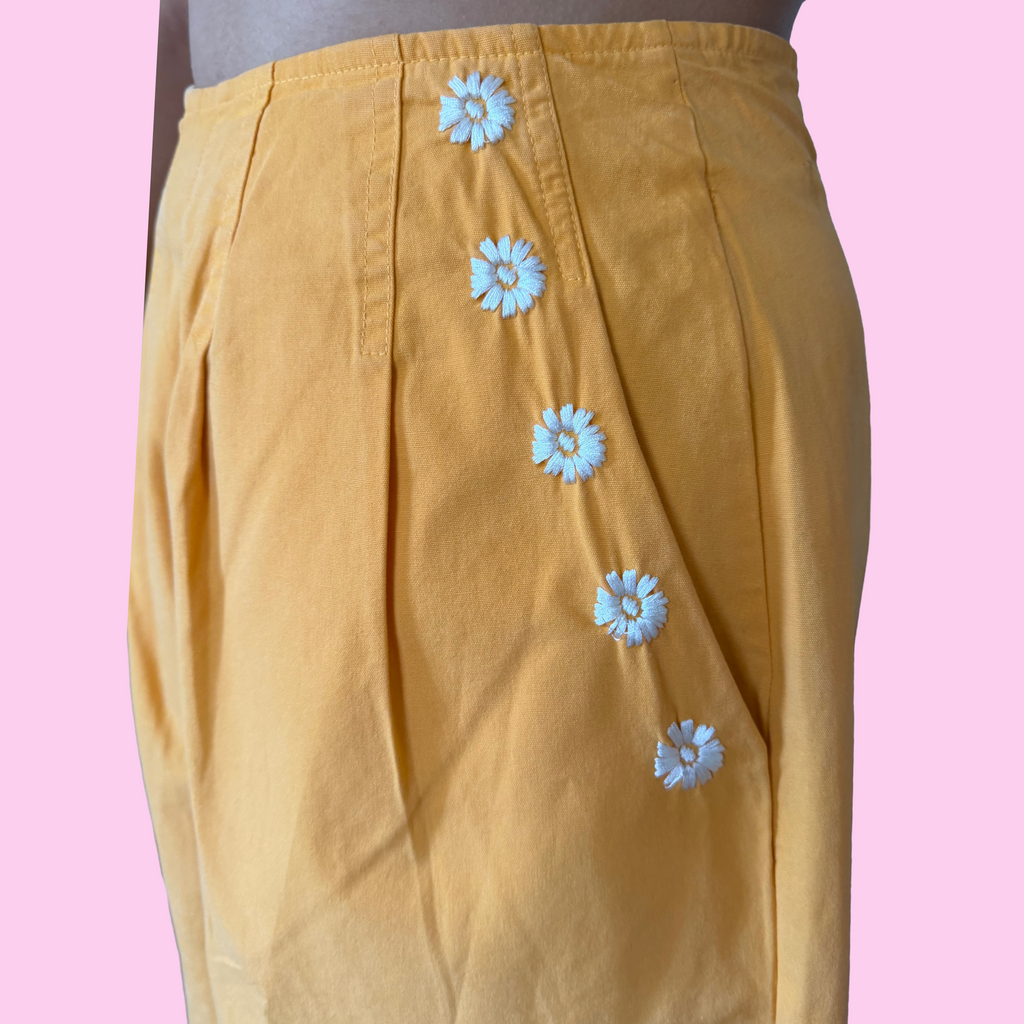 Orange embroidered culottes