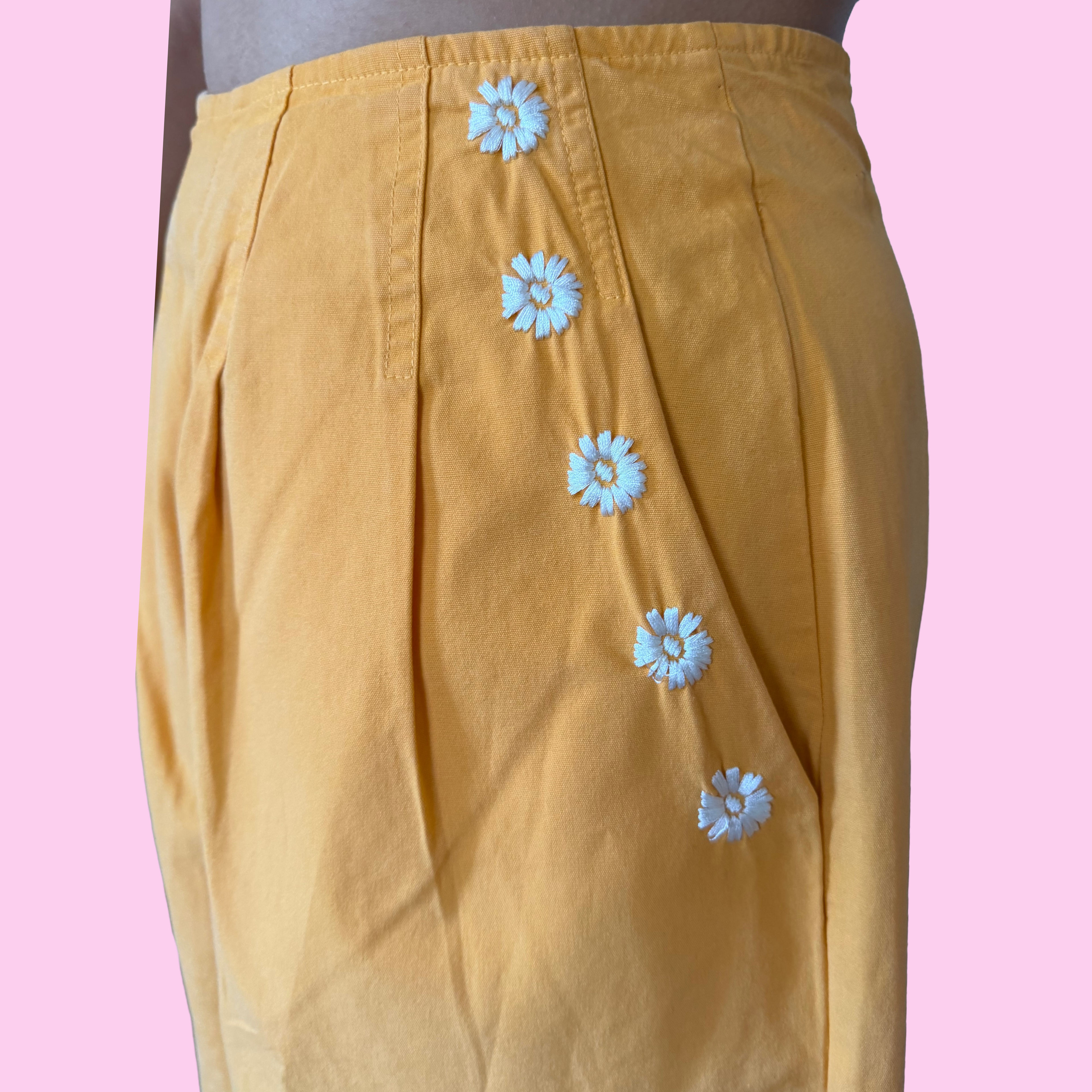 Orange embroidered culottes